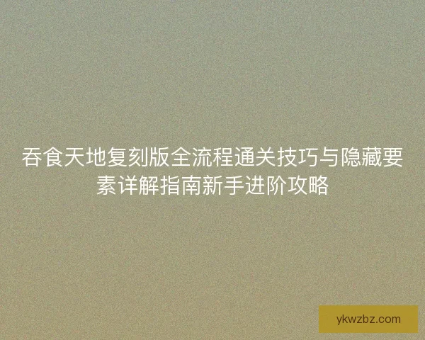吞食天地复刻版全流程通关技巧与隐藏要素详解指南新手进阶攻略